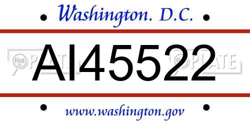 AI45522 District Of Columbia License Plate