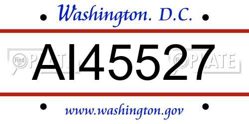 AI45527 District Of Columbia License Plate