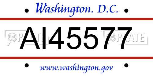 AI45577 District Of Columbia License Plate