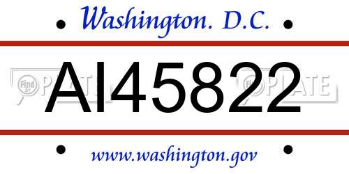 AI45822 District Of Columbia License Plate