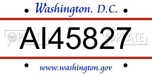 AI45827 District Of Columbia License Plate