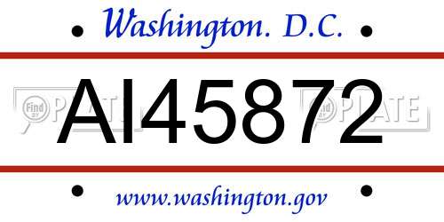 AI45872 District Of Columbia License Plate