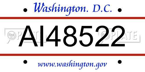 AI48522 District Of Columbia License Plate