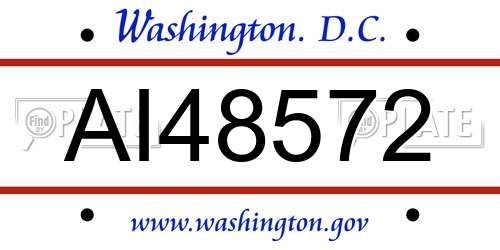 AI48572 District Of Columbia License Plate