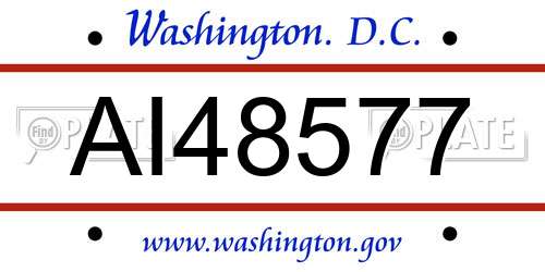 AI48577 District Of Columbia License Plate