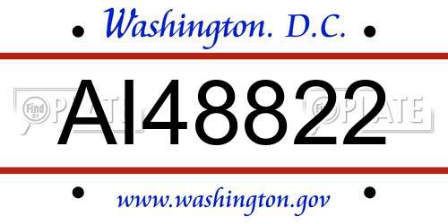 AI48822 District Of Columbia License Plate