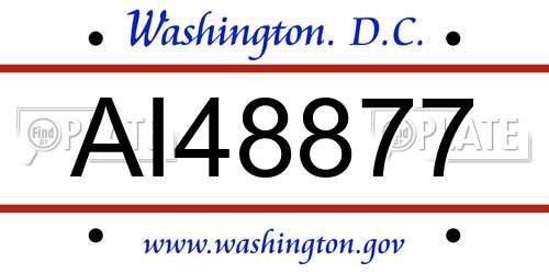 AI48877 District Of Columbia License Plate