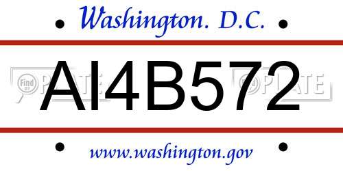 AI4B572 District Of Columbia License Plate