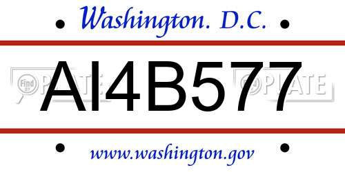 AI4B577 District Of Columbia License Plate