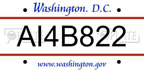 AI4B822 District Of Columbia License Plate