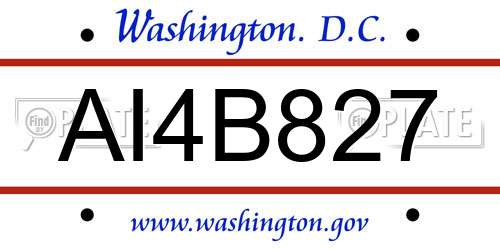 AI4B827 District Of Columbia License Plate