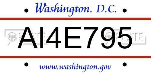 AI4E795 District Of Columbia License Plate