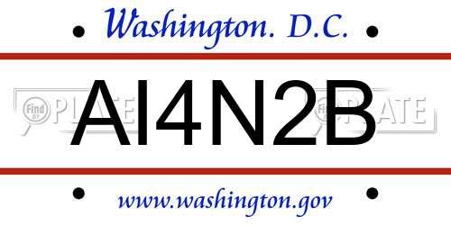 AI4N2B District Of Columbia License Plate