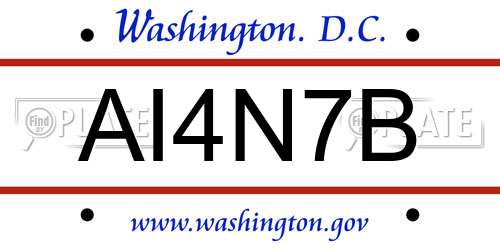 AI4N7B District Of Columbia License Plate