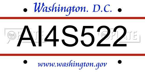 AI4S522 District Of Columbia License Plate