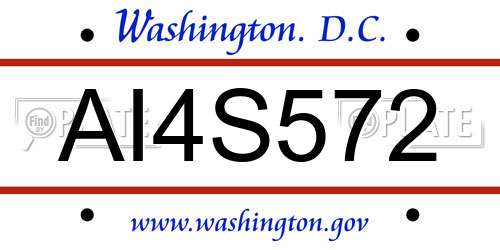 AI4S572 District Of Columbia License Plate