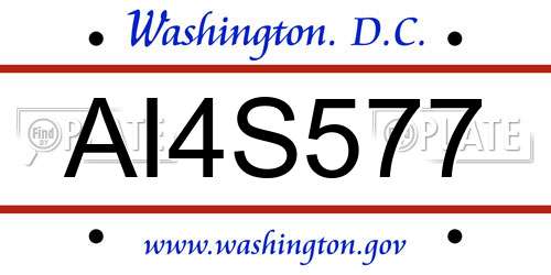 AI4S577 District Of Columbia License Plate