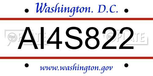 AI4S822 District Of Columbia License Plate
