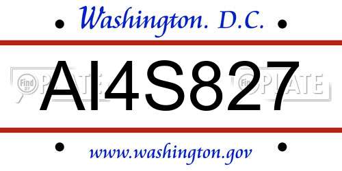 AI4S827 District Of Columbia License Plate