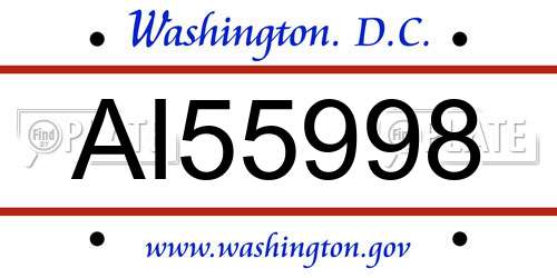 AI55998 District Of Columbia License Plate