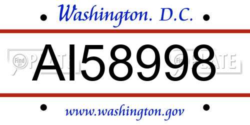 AI58998 District Of Columbia License Plate