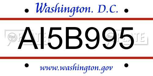 AI5B995 District Of Columbia License Plate
