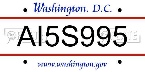 AI5S995 District Of Columbia License Plate