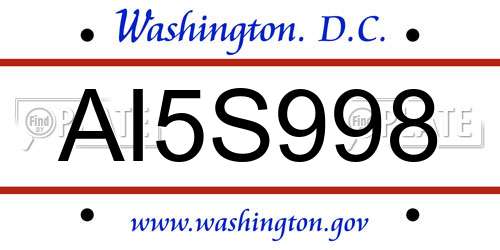 AI5S998 District Of Columbia License Plate