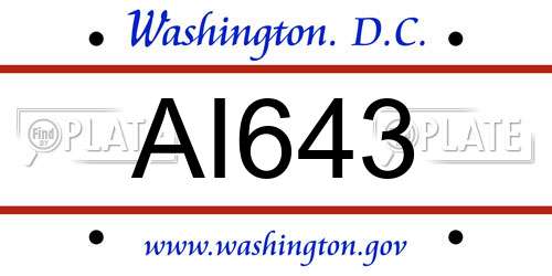 AI643 District Of Columbia License Plate