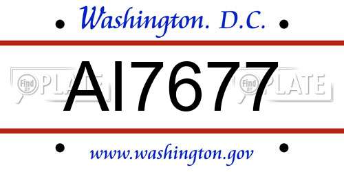 AI7677 District Of Columbia License Plate