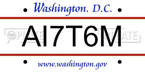 AI7T6M District Of Columbia License Plate