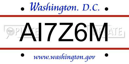 AI7Z6M District Of Columbia License Plate