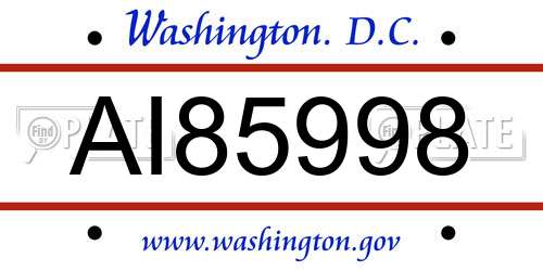 AI85998 District Of Columbia License Plate