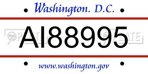 AI88995 District Of Columbia License Plate