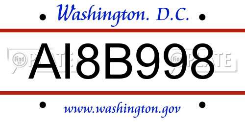 AI8B998 District Of Columbia License Plate
