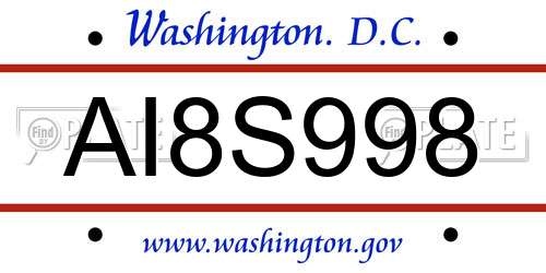AI8S998 District Of Columbia License Plate
