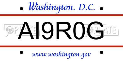AI9R0G District Of Columbia License Plate