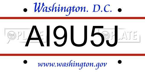 AI9U5J District Of Columbia License Plate