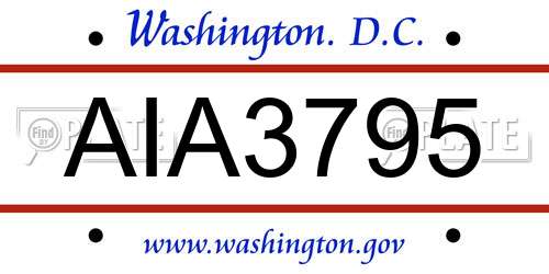 AIA3795 District Of Columbia License Plate