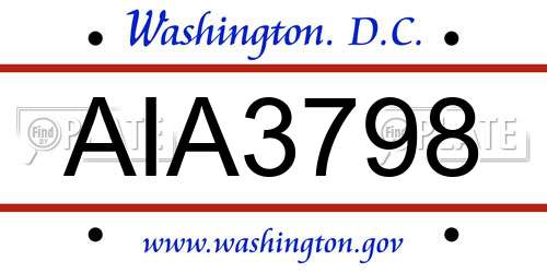 AIA3798 District Of Columbia License Plate