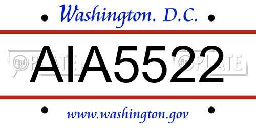 AIA5522 District Of Columbia License Plate