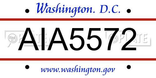 AIA5572 District Of Columbia License Plate