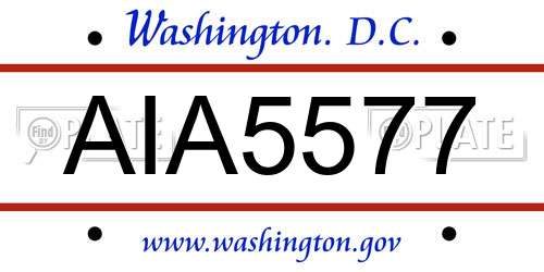 AIA5577 District Of Columbia License Plate