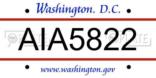 AIA5822 District Of Columbia License Plate