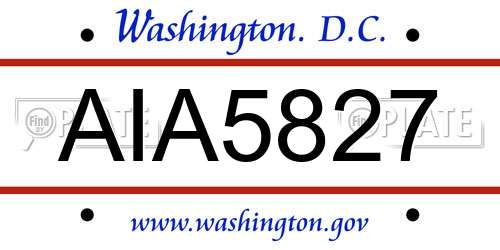 AIA5827 District Of Columbia License Plate