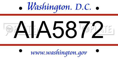 AIA5872 District Of Columbia License Plate