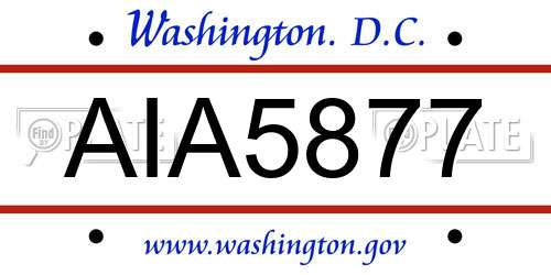 AIA5877 District Of Columbia License Plate