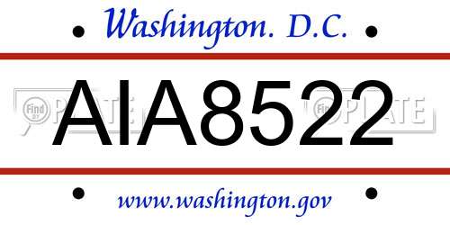 AIA8522 District Of Columbia License Plate