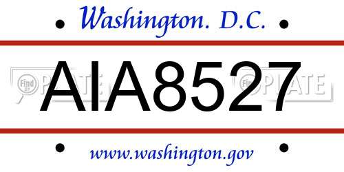 AIA8527 District Of Columbia License Plate