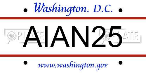 AIAN25 District Of Columbia License Plate